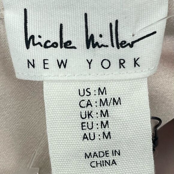 Nicole Miller Satin long sleeve Shirt with flap pockets on Chest SZ:Med Taupe - Picture 7 of 10